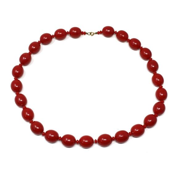 Vintage Red Bead Necklace 24” Single Strand Classic 1950s Style – Hey Viv - Picture 5 of 6
